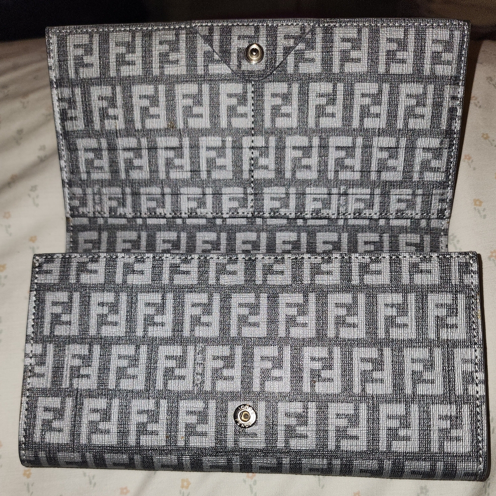 Fendi Grey Monogram Long Wallet In Excellent Condition. No Callouts